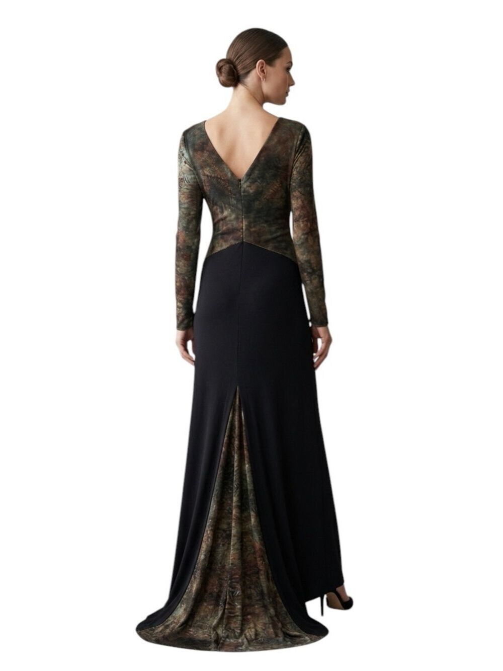 Joseph Ribkoff Couture Vintage Evening Gown Size 8 Black Green